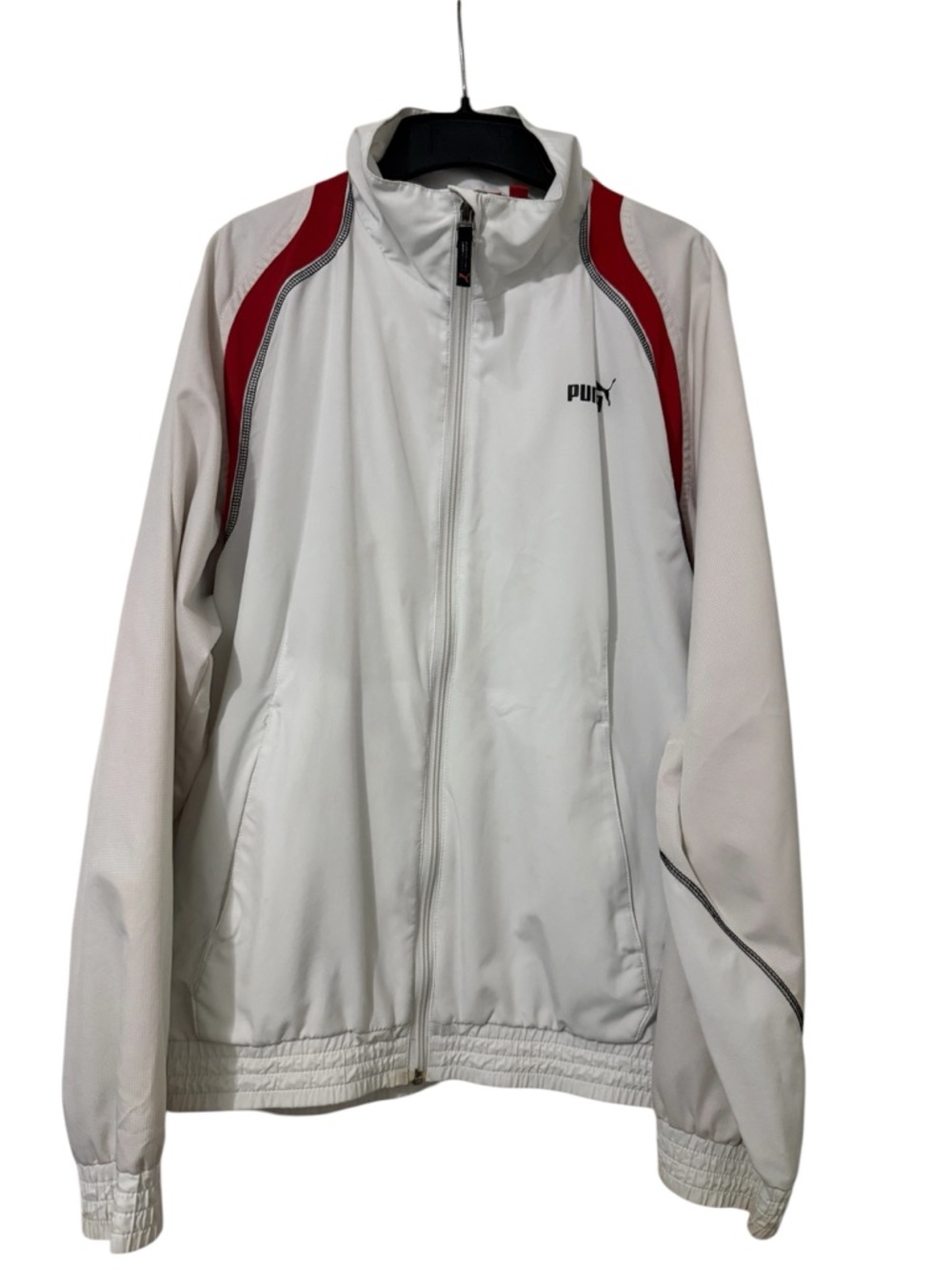 Puma White and Red Athletic Zip Jacket